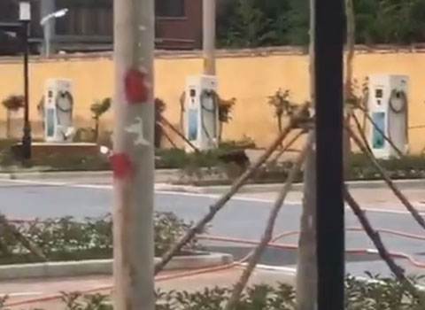 駐馬店市公共停車(chē)場(chǎng)充電站80kW雙槍直流充電樁(圖1)